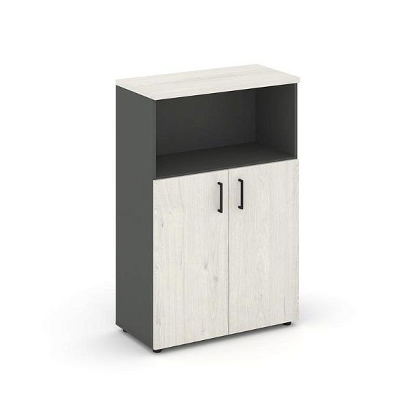 Style Project Шкаф средний широкий SN.STS-201 Антрацит/Дуб Наварра/Черный Ручки 796*400*1203 - Вид 1
