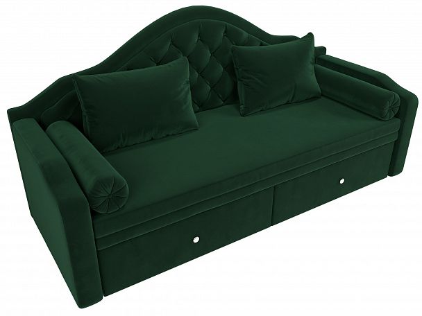Прямой диван софа Сойер (полностью велюр зеленый) - Вид 5
