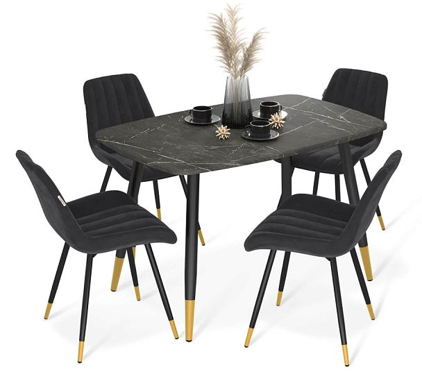 Обеденная группа Sheffilton SHT-DS283 сангай/черн. муар/золото/ночн. затм. - Вид 1