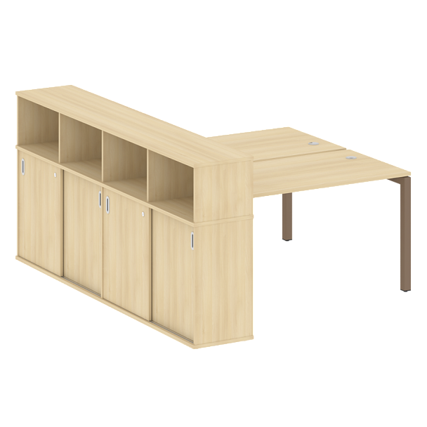 Metal System Quattro Р. ст. с шкафом-купе на П-образном м/к 50БП.РС-СШК-4.3 Т Акация/Мокко металл 1810*2332*1098 - Вид 1