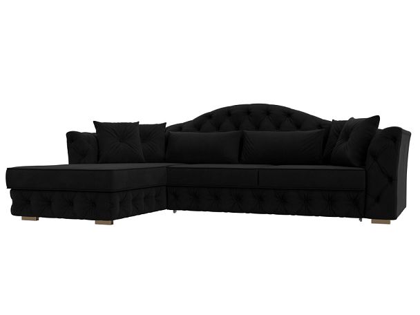 Диван угловой Артис левый угол Микровельвет черный - Вид 1