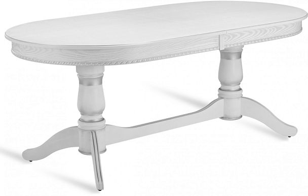 Стол деревянный раздвижной Барэнт 200(270)х100х76 Белый с серебряной патиной - Вид 1