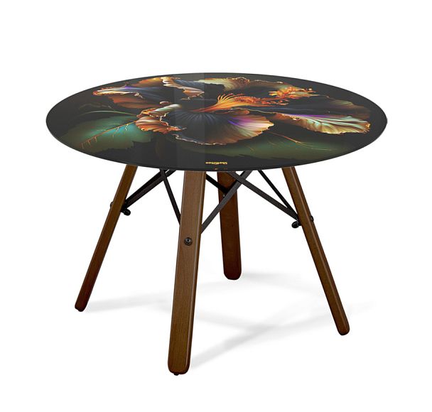 Столик журнальный Sheffilton SHT-S70/TT32 60 СТЕКЛО/МДФ темный орех/черный муар/ночной цветок - Вид 1