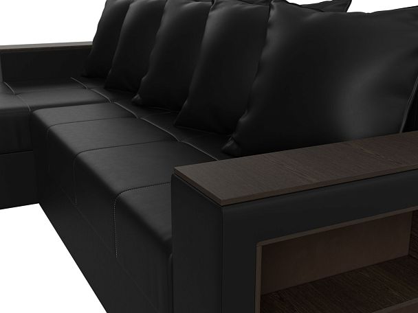 Диван угловой Дубай Лайт угол левый (полностью экокожа черная) - Вид 4