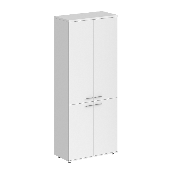 Шкаф высокий Sigma 800х400х1955, 4-х дв, з.ст ЛДСП / корпус: белый;  фасады: белый - Вид 1