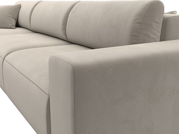 Диван угловой Лига-036 Классик Лонг левый угол Микровельвет бежевый - Вид 4