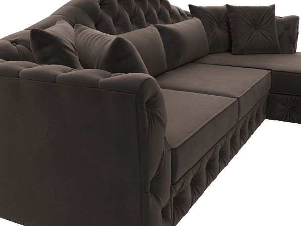 Диван угловой Артис правый угол Велюр коричневый - Вид 4