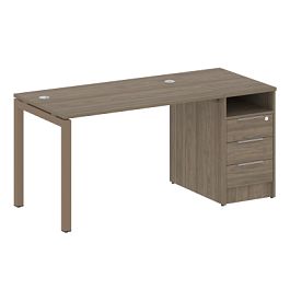 Metal System Quattro Р. ст. с тумбой на П-образном м/к 50БП.РС-СТП-1.2 Вяз/Мокко металл 1612*720*750 - Фото предпросмотра