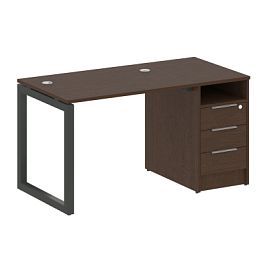 Metal System Quattro Р. ст. с тумбой на О-образном м/к 50БО.РС-СТП-1.1 Венге/Антрацит металл 1412*720*750 - Фото предпросмотра