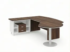 BRL RB072-255x200L Стол рук-ля L угловой с брифингом и тумбой 2 ящика 2550х2000х760 Венге/Белый - Фото предпросмотра