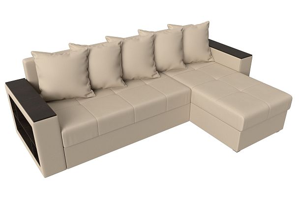 Диван угловой Дубай Лайт угол правый (полностью экокожа бежевая) - Вид 5