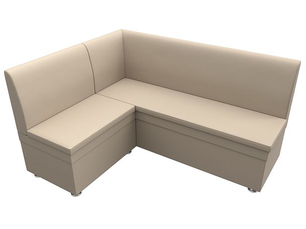 Кухонный угловой диван Уют левый (полностью экокожа бежевая) - Вид 5