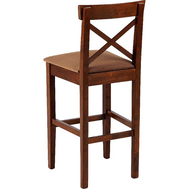 Комплект деревянных полубарных стульев с мягким сиденьем Бергольф Темный орех/Коричневый велюр, 3 шт. - Вид 5