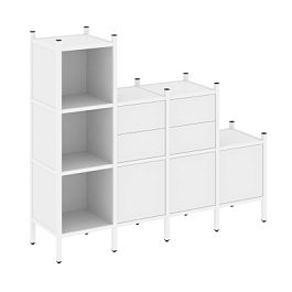 Loft Прямой стеллаж наборный VR.L-17 Белый бриллиант/Белый металл 1278*446*1458 - Фото предпросмотра