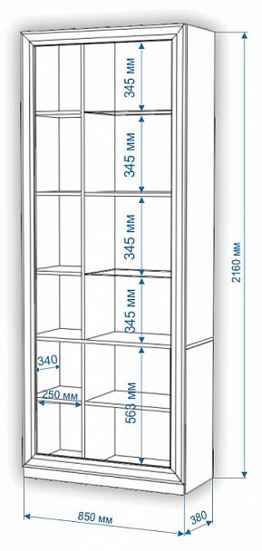 Шкаф-витрина Нобиле ШВтВ-ФСД-БЯН Карамель/Шамони правый - Вид 3
