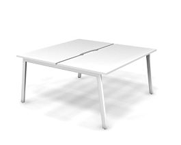 MATRIX 121S202-A Стол прямой двойной, проводник вырезной (А-обр. опоры) 1580х1590х775 Белый - Фото предпросмотра