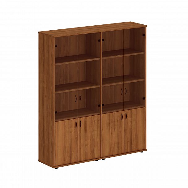 Шкаф комбинированный высокий (стекло + стекло) "Престиж" Исп.53 темный орех - Вид 1