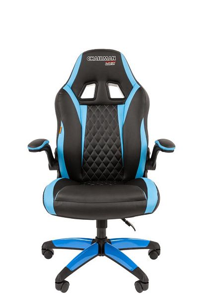 Кресло Chairman game 15 Россия экокожа черный/голубой - Вид 2