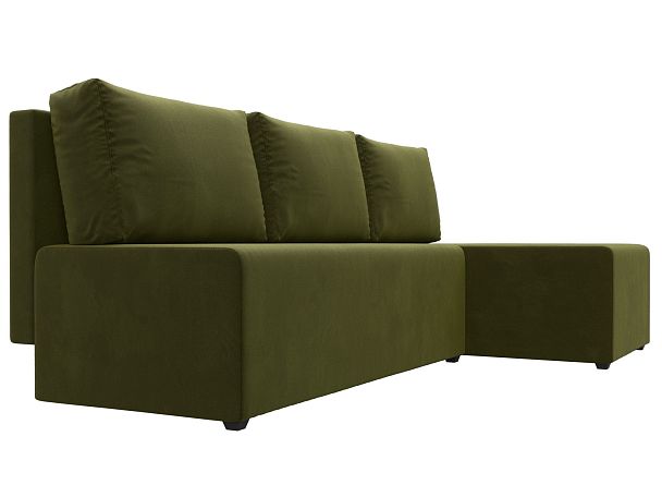 Угловой диван Поло правый (полностью микровельвет зеленый) - Вид 3