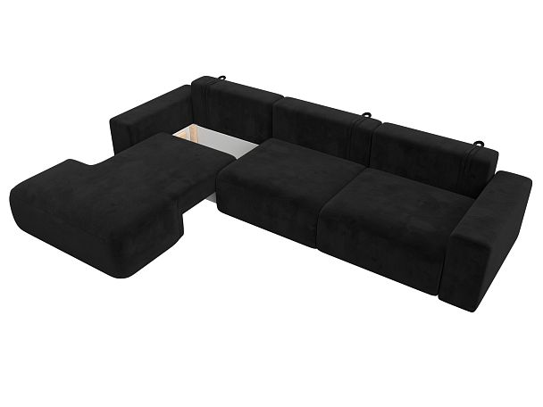 Диван угловой Лига-036 Классик Лонг левый угол Велюр черный - Вид 7