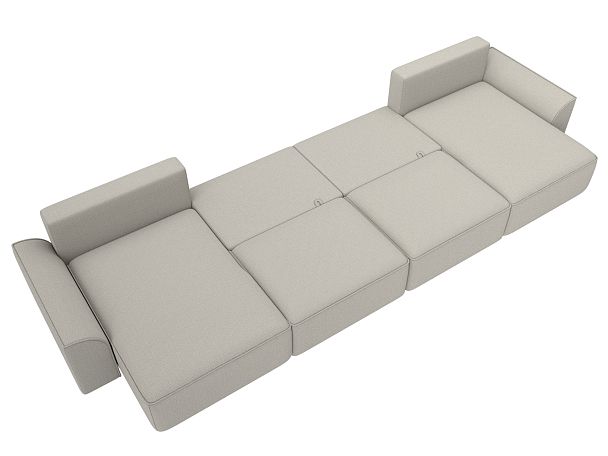 Диван п-образный Лига-048 НПБ лонг Рогожка бежевый - Вид 9