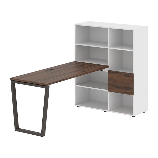 Стол-стеллаж EVRST 1115 Дуб Денвер тёмный/Мокко/Белый 1990х1120х1355 EDIS - Вид 1