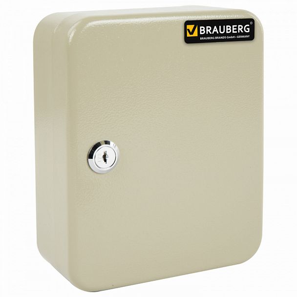 Шкафчик (Ключница) на 20 ключей BRAUBERG, 200х160х80 мм, с замком, +20 брелоков, серый, 290337 - Вид 1