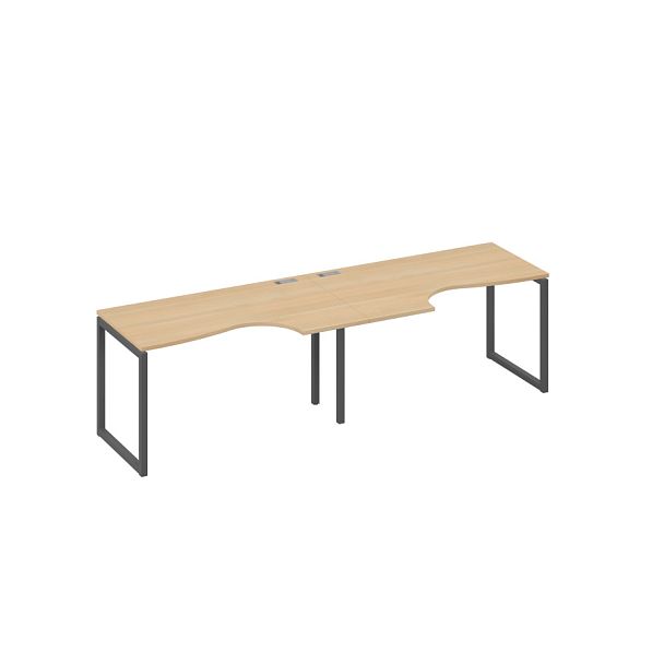 Рабочая станция столы Классика на каркасе QUATTRO (2х140) A4 А4 Б4 043-2 БП натуральный дуб / металлокаркас антрацит - Вид 1