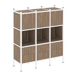 Loft Прямой стеллаж наборный VR.L-08 Дуб аризона/Белый металл 1278*446*1458 - Фото предпросмотра