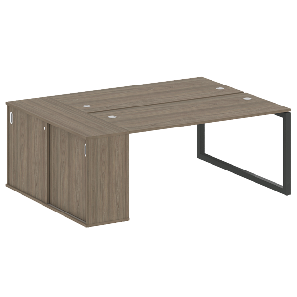 Metal System Quattro Р. ст. с шкафом-купе на О-образном м/к 50БО.РС-СШК-1.4 Т Вяз/Антрацит металл 2010*1475*750 - Вид 1