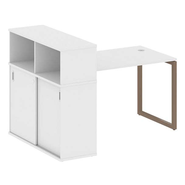 Metal System Quattro Стол письменный с шкафом-купе на О-образном м/к 40БО.РС-СШК-3.2 Т Белый/Мокко металл 1610*1120*1098 - Вид 1