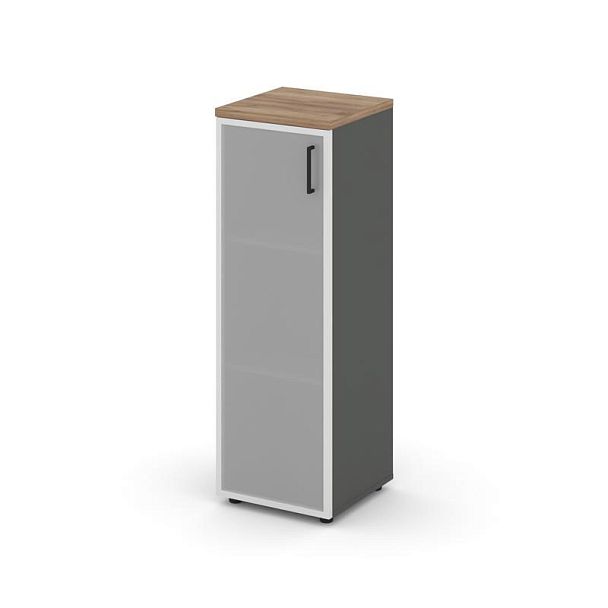 Style Project Шкаф средний узкий SN.STU-206(L) Антрацит/Дуб Табак/Сатин/Черный Ручки 400*400*1203 - Вид 1