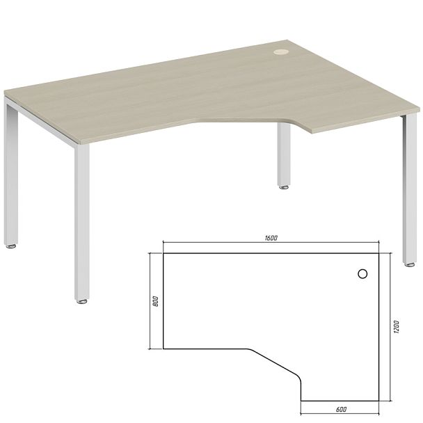 Эргономичный стол правый Trend Metal 160x120x75 дуб феррара - Вид 1