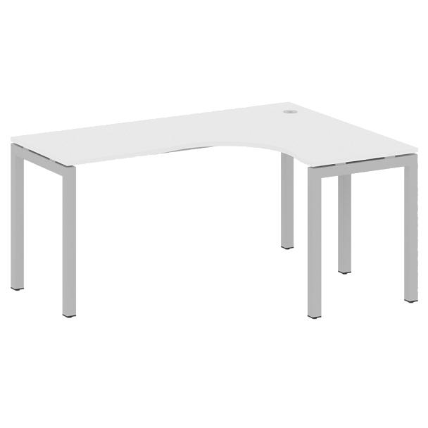 Metal System Quattro Стол криволинейный правый на П-образном м/к 50БП.СА-4 (R) Белый/Серый металл 1600*1200*750 - Вид 1