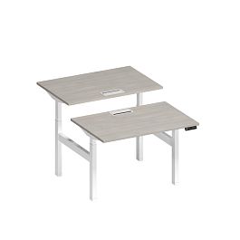 Рабочая станция на электроприводе с заглушками Elevo А2 БГ 101 ДШ дуб шамони/ белый гладкий - Фото предпросмотра