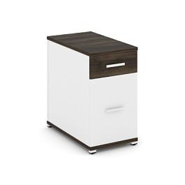 Concept Тумба опорная/приставная 1 ящ.+1 распаш. фасад CN.TGO-005 W Дуб Мали/Белый Бриллиант/Металл Белый 420*720*750 - Фото предпросмотра