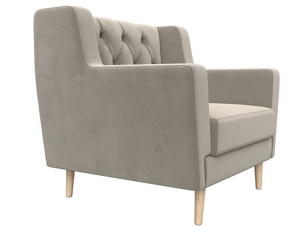 Кресло Брайтон Люкс (полностью микровельвет бежевый) - Вид 3