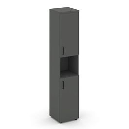 Стайл Проджект Шкаф высокий узкий SN.STU.E-107(R) Антрацит/Черный Ручки 400*400*1982 - Фото предпросмотра