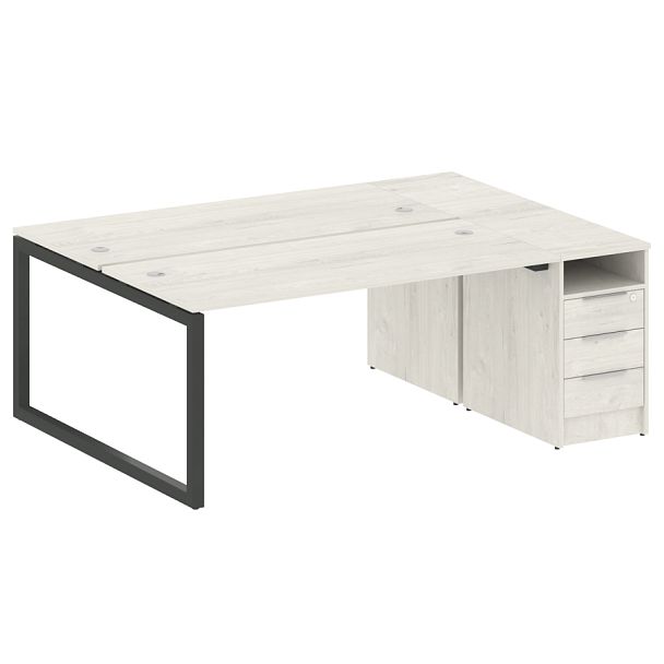 Metal System Quattro Р. ст. с тумбой на О-образном м/к 50БО.РС-СТП-2.4 Дуб наварра/Антрацит металл 2012*1475*750 - Вид 1