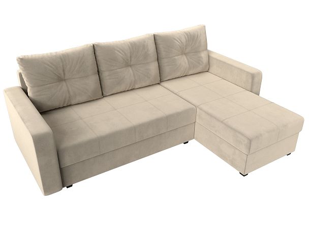 Диван угловой Ливерпуль Лайт правый угол Микровельвет бежевый - Вид 5