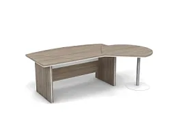 БЕРЛИН / BERLIN Стол руководителя с брифингом правый 2150х1500х760 Шорвуд/Белый - Фото предпросмотра