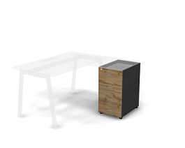 MATRIX 121T001 Тумба приставная 4 ящика без топа 400х585х750 Дуб Крафт Золотой/Темно-серый - Фото предпросмотра