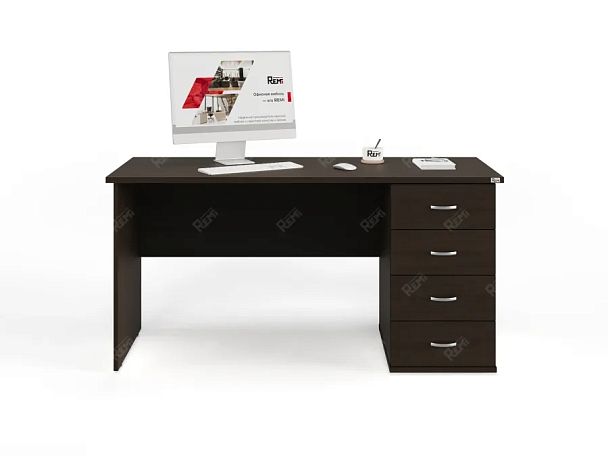 UNITY РС06-15 R ВЕНГЕ Стол однотумбовый 1500х600х750 - Вид 1