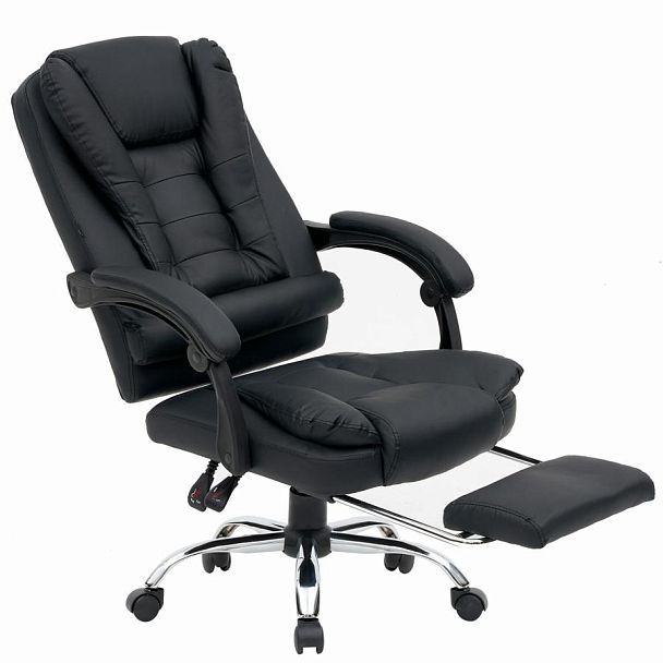 Кресло офисное CROMEX "Chill MS-005", с функцией вибромассажа, подножка, экокожа, черное, 532958 - Вид 9