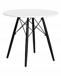 Стол обеденный DOBRIN CHELSEA`80 BLACK (столешница белая, основание черное) - Фото предпросмотра