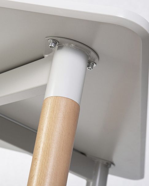 Стол обеденный DOBRIN SERRA (ножки светлый бук, столешница светло-серая) - Вид 5