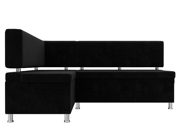 Кухонный уголок Стайл левый (полностью велюр черный) - Вид 2