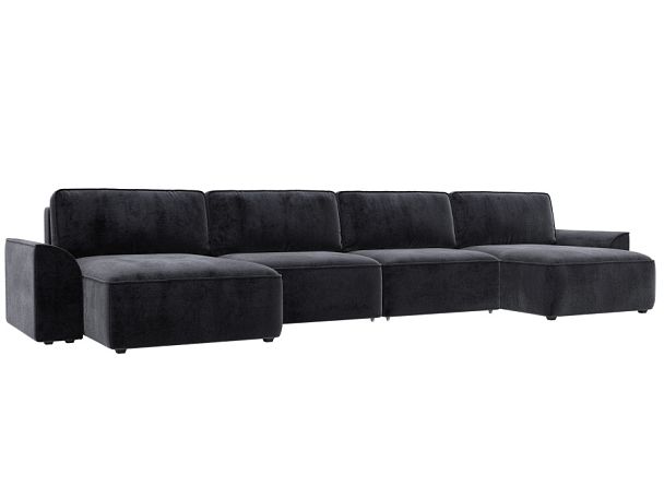 Диван п-образный Лига-048 НПБ лонг Велюр серый - Вид 1