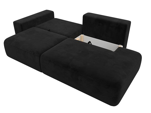 Диван прямой Лига-036 Модерн подлокотник слева Велюр черный - Вид 8
