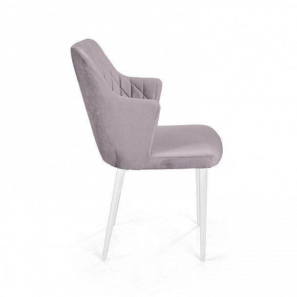 Стул с подлокотниками Hunt ромб, бархат светло-серый 26 / белый конус - Вид 3